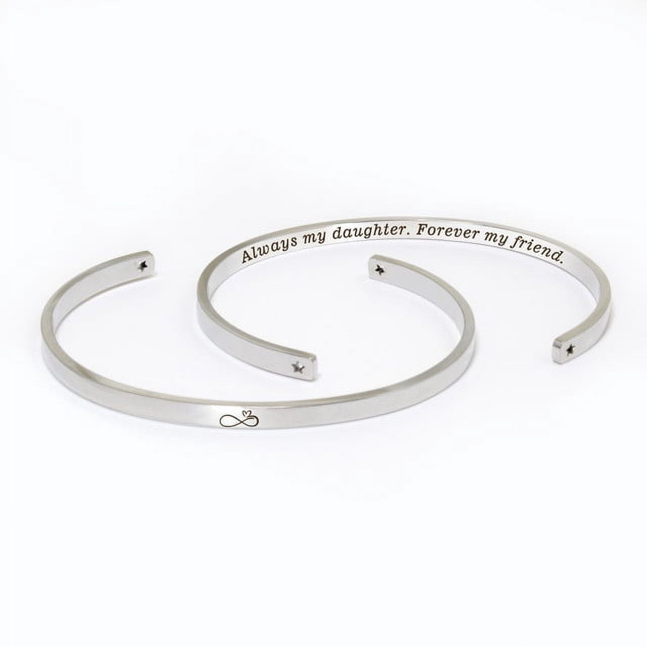 "Always my daughter…" Adjustable Silver Stainless Steel Cuff Bangle Mother's Day Gift Set
