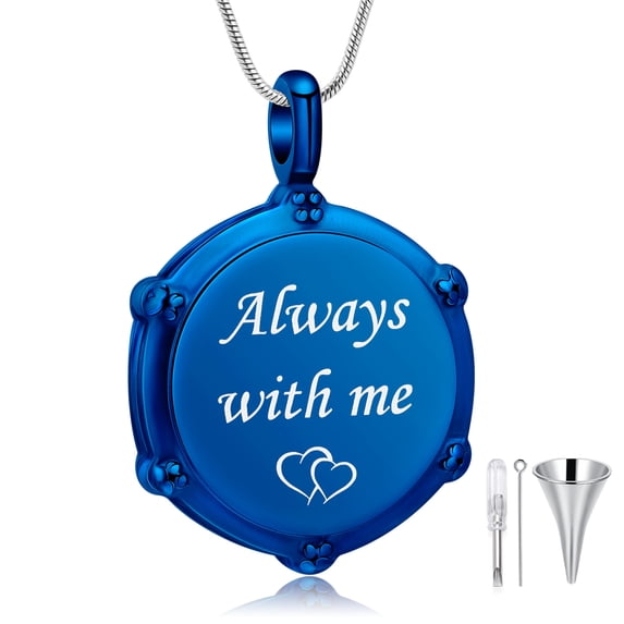 Always with Me - Drum Cremation Jewelry for Ashes Urn Necklace Lockets for Human Ashes Pendent for Ashes and Chain