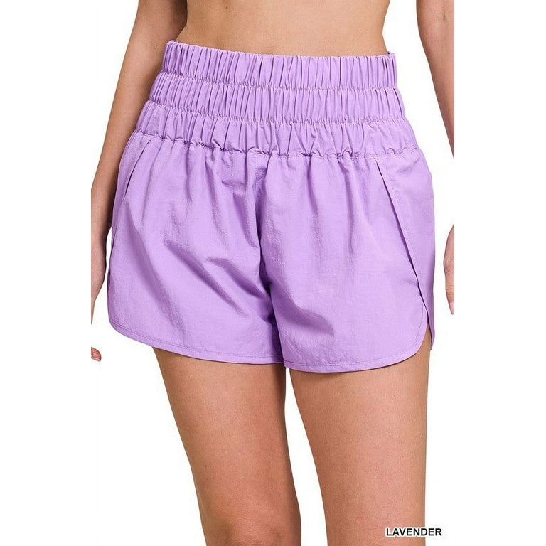 Mauve Windbreaker Smocked Waistband Shorts Mauve Windbreaker Smocked Waistband Shorts