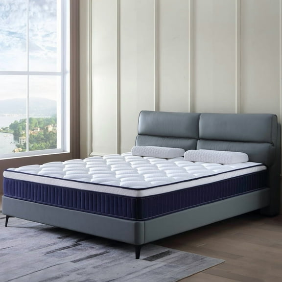 Alwyn Home Innerspring Mattress Medium Hybrid Mattress in a box With Certipur-US Certified Pocket Spring, Pressure Relief, and Motion Isolation   WL