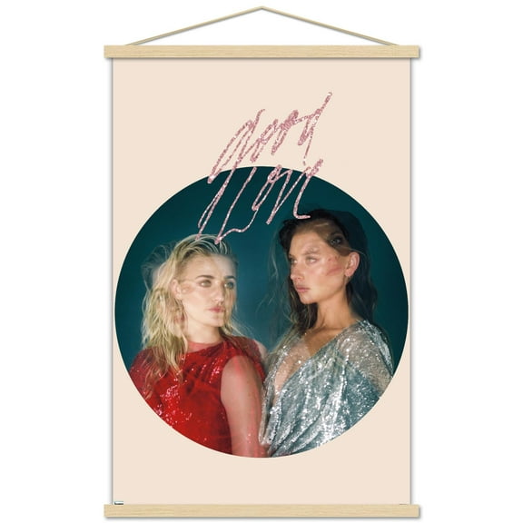 Aly & AJ - Circle Wall Poster with Wooden Magnetic Frame, 22.375" x 34"