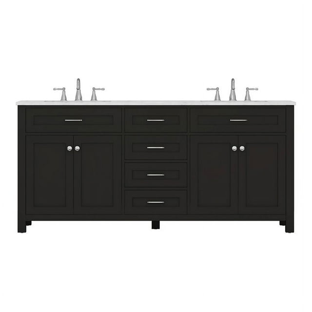 Alya Bath Norwalk 72" Wood Double Vanity with Carrera Marble Top in Espresso