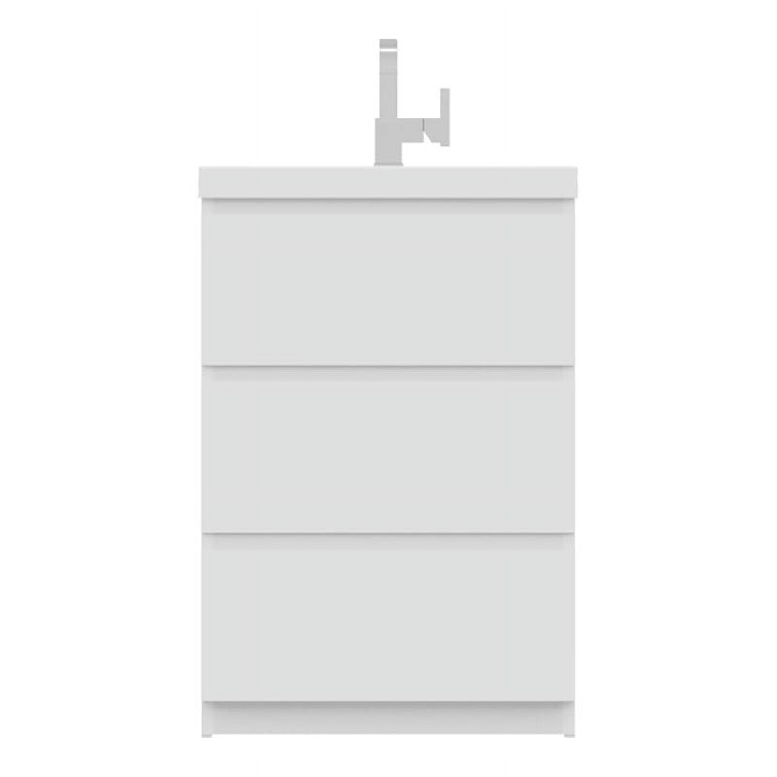 Sleek White 24" Freestanding MDF Bathroom Vanity with Integral Sink