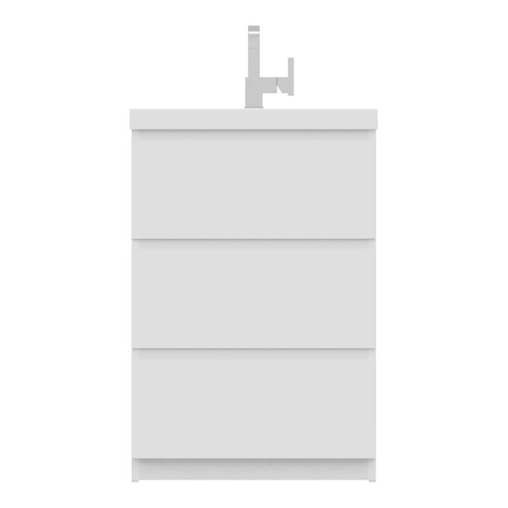 Sleek White 24" Freestanding MDF Bathroom Vanity with Integral Sink