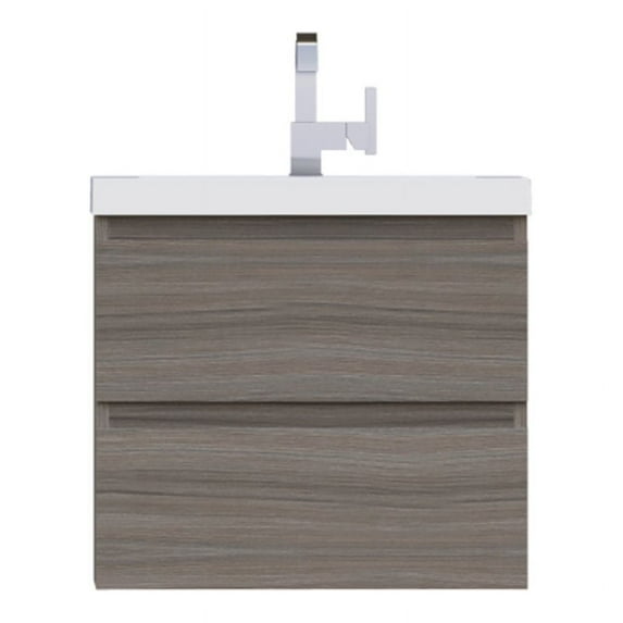Alya Bath Paterno 24" Modern Wood Wall Mounted Bathroom Vanity in Gray