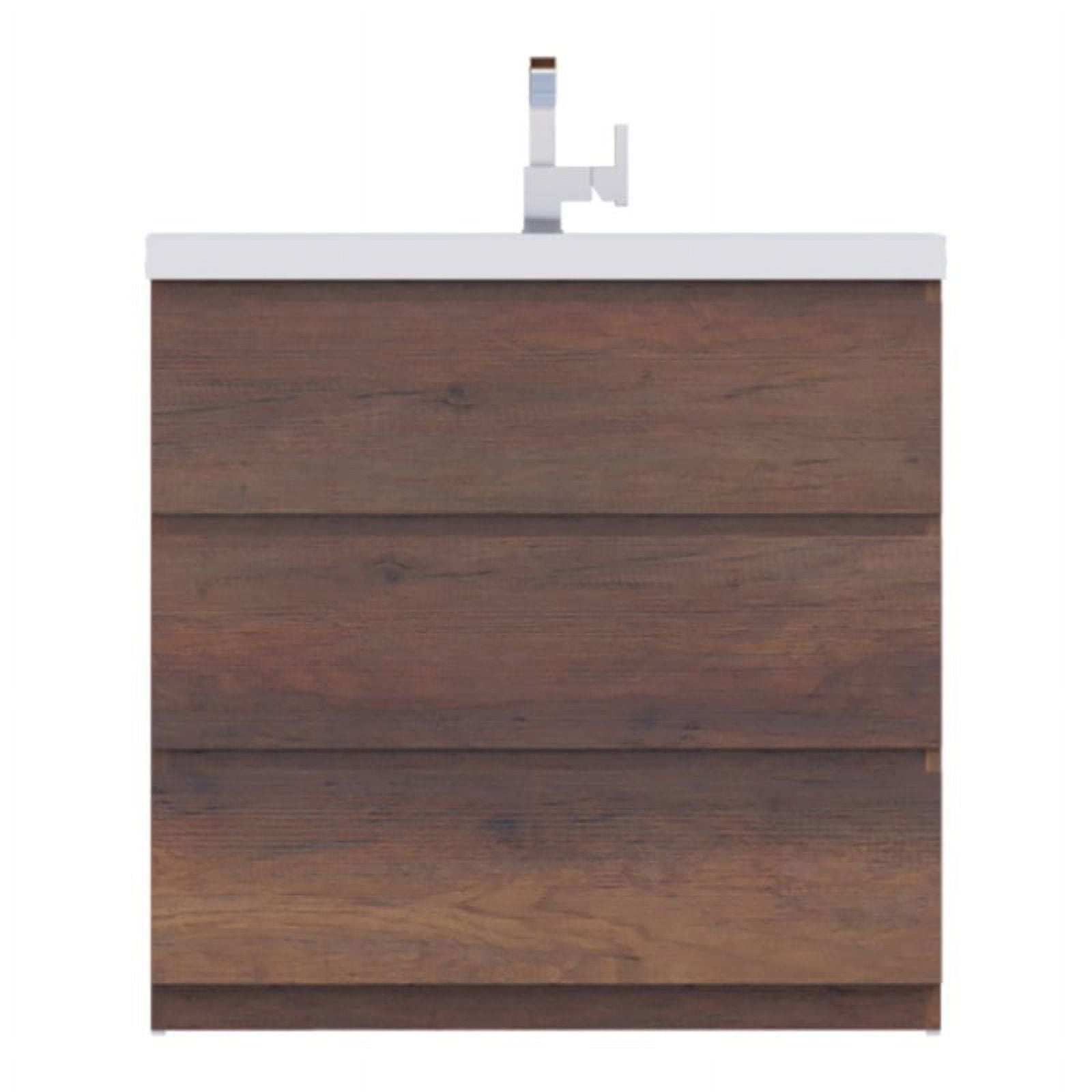 Alya 36" Rosewood Brown MDF Freestanding Bathroom Vanity