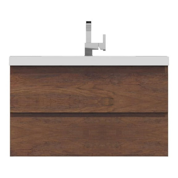 Alya Bath Paterno 36" Modern Wood Wall Mounted Bathroom Vanity in Rosewood Brown