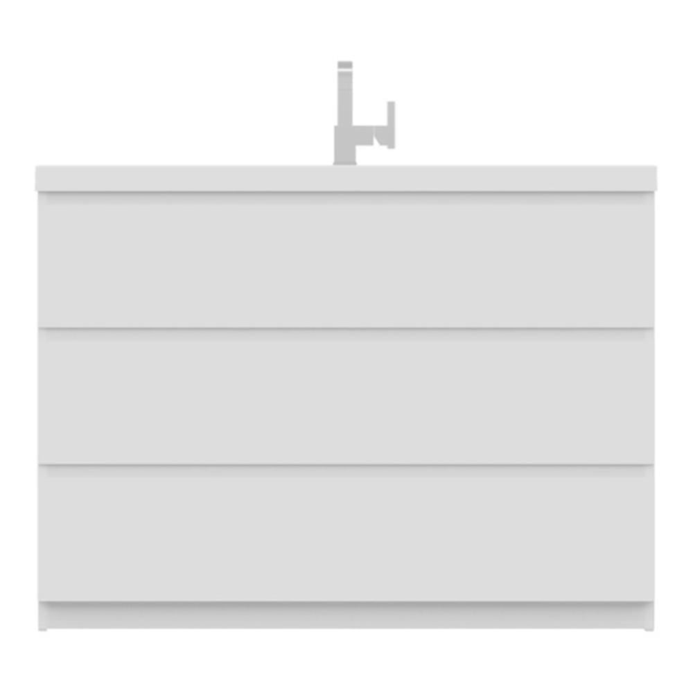 Paterno 48" White MDF Freestanding Bathroom Vanity with Solid Surface Top