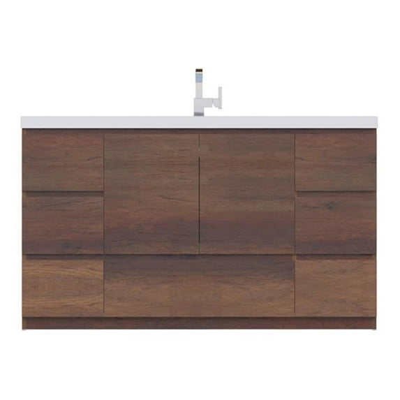 Alya Bath Paterno 60" Wood Single Freestanding Bathroom Vanity in Rosewood Brown