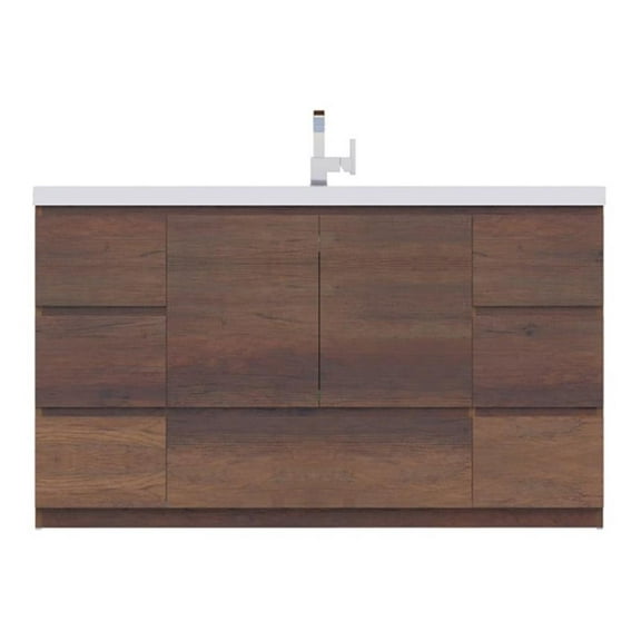 Alya Bath Paterno 60" Wood Single Freestanding Bathroom Vanity in Rosewood Brown