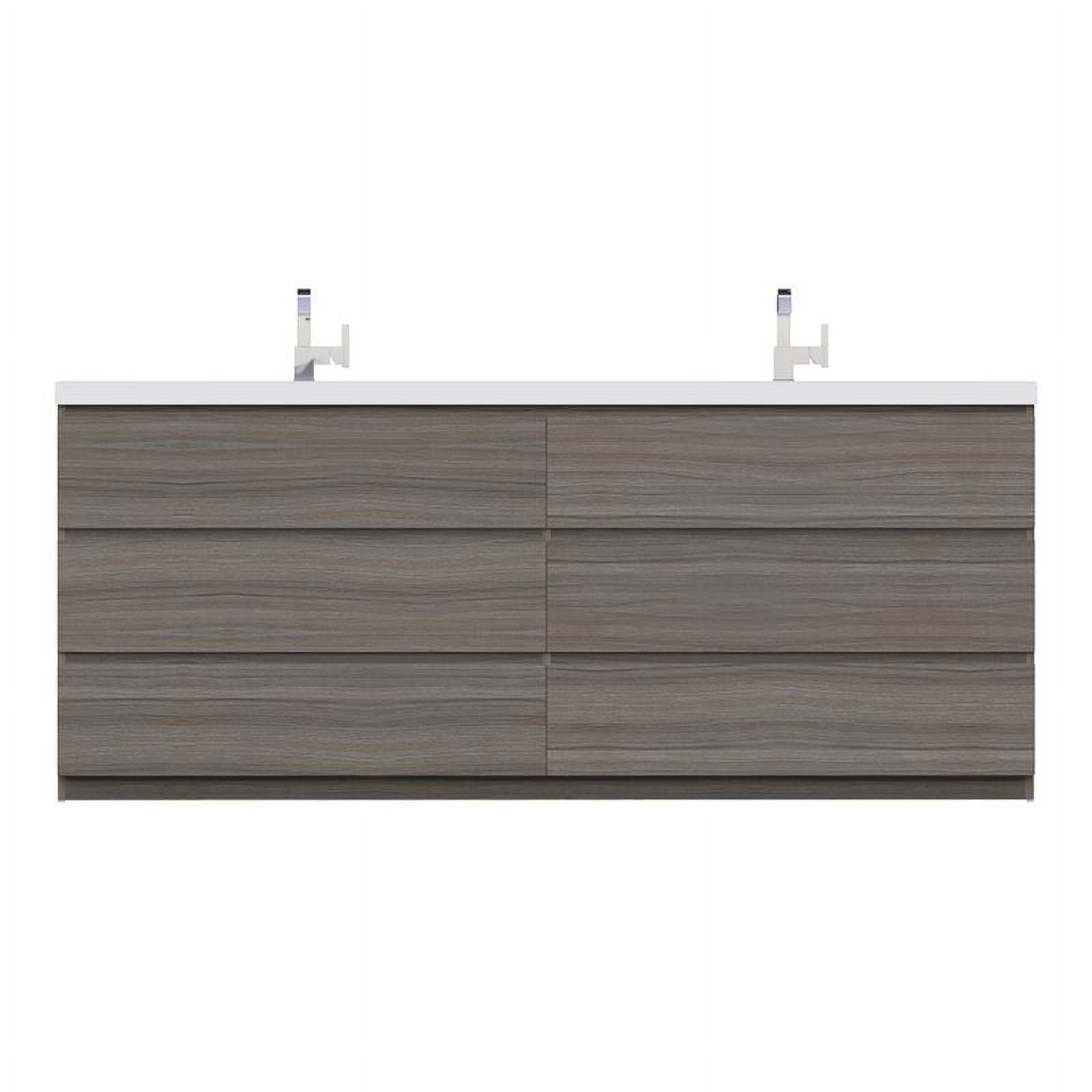 Paterno 84" Gray MDF Freestanding Double Bathroom Vanity
