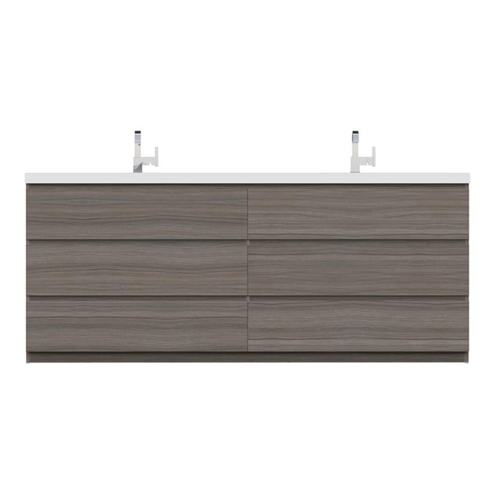 Paterno 84" Gray MDF Freestanding Double Bathroom Vanity