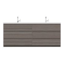 Alya Bath Paterno 84" Modern Wood Freestanding Bathroom Vanity in Gray