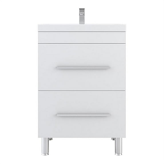 Alya Bath Ripley 24" Modern Wood Vanity with White Acrylic Sink in White
