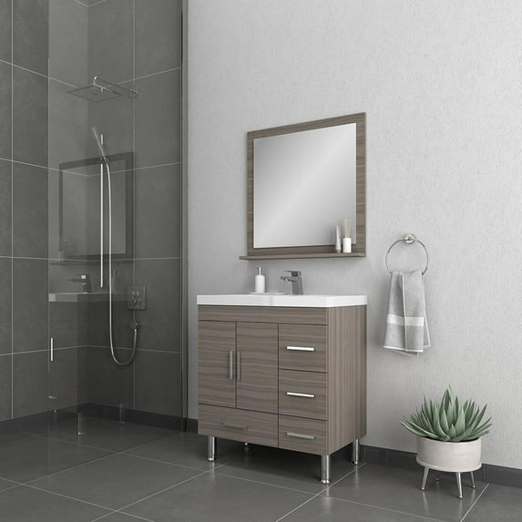 Alya Bath Ripley 30" Modern Wood 4-drawer Vanity with Acrylic Sink in Gray