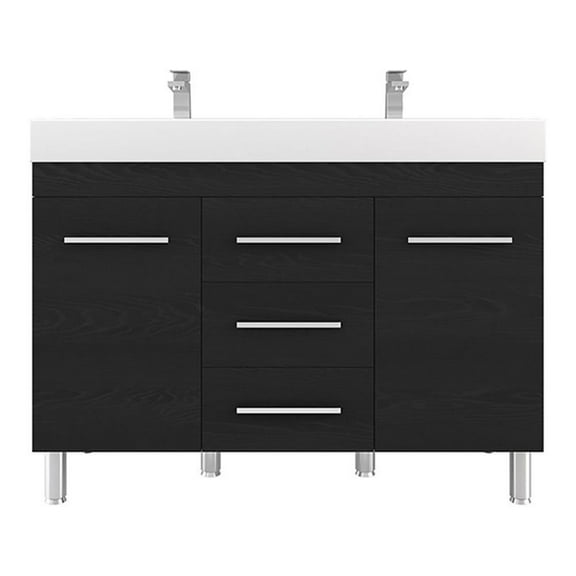 Alya Bath Ripley 48" Modern Wood Double Vanity with Acrylic Sink in Black