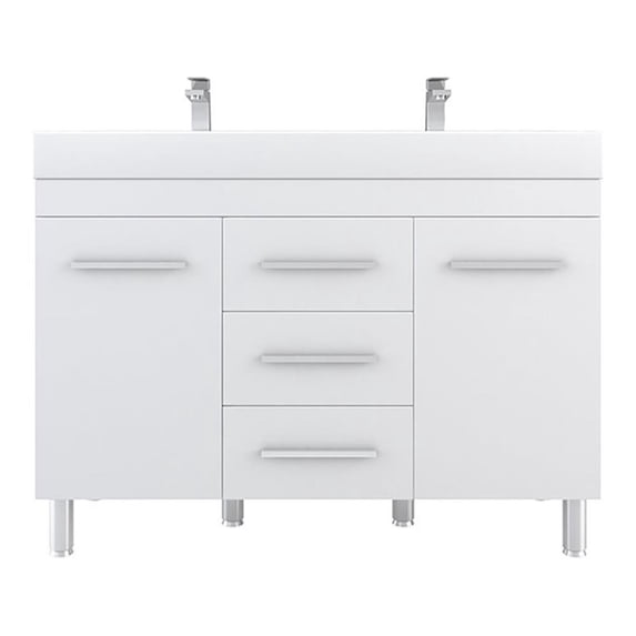 Alya Bath Ripley 48" Modern Wood Double Vanity with Acrylic Sink in White
