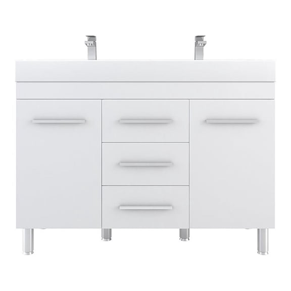 Alya Bath Ripley 48" Modern Wood Double Vanity with Acrylic Sink in White