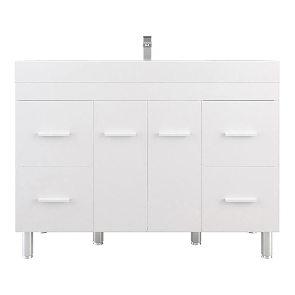 Ripley 48" White Modern Freestanding Bathroom Vanity with Acrylic Sink