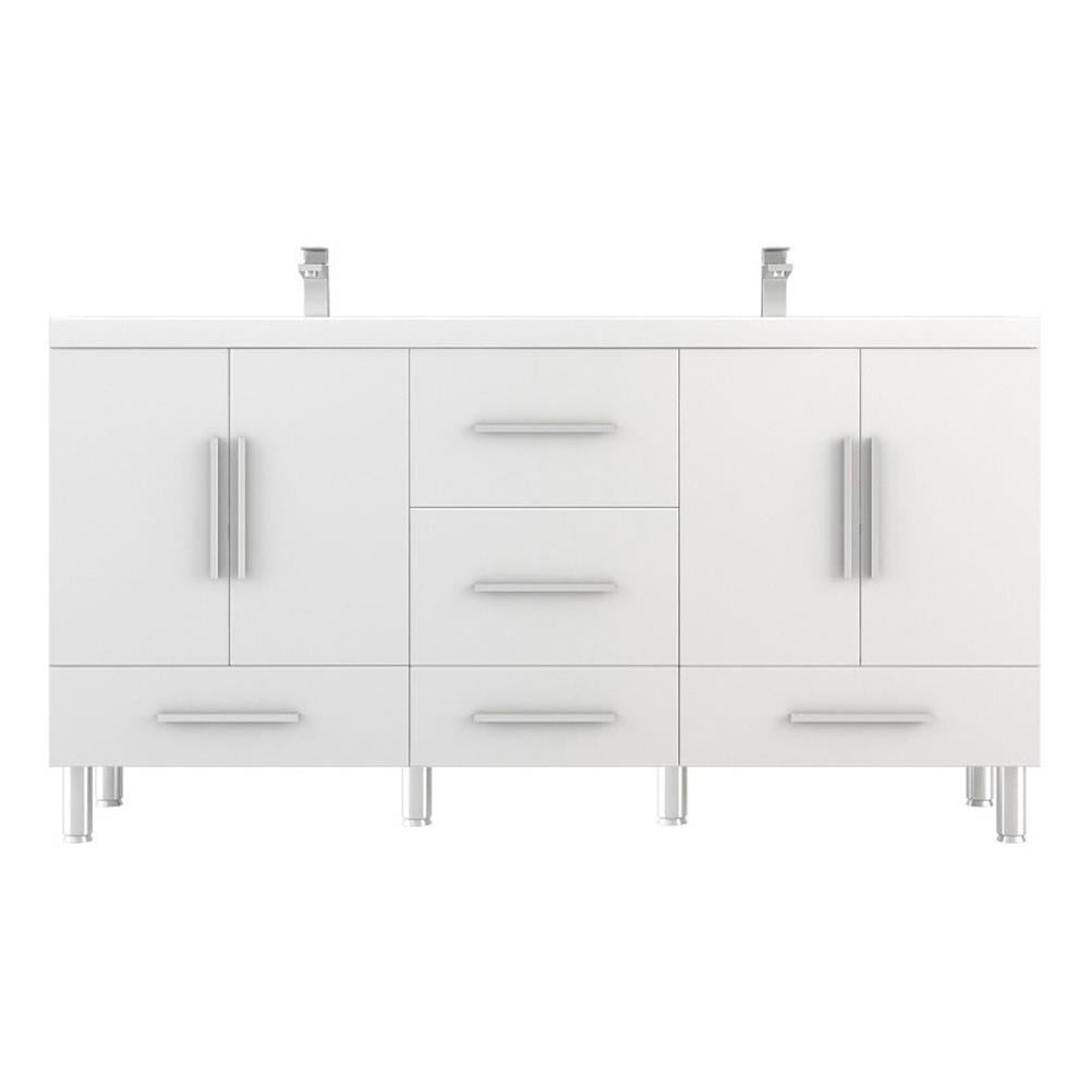 Alya 72" White Engineered Wood Double Bathroom Vanity
