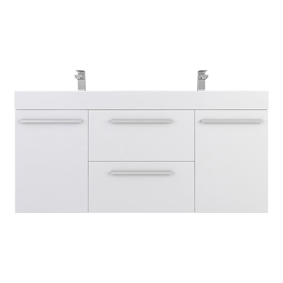 Alya Bath Ripley Modern Wall Mounted Wood Bathroom Vanity in White