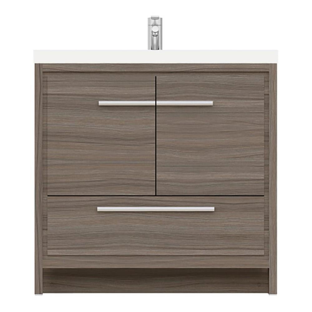 Sortino 36" Gray MDF Freestanding Bathroom Vanity with White Solid Surface Sink