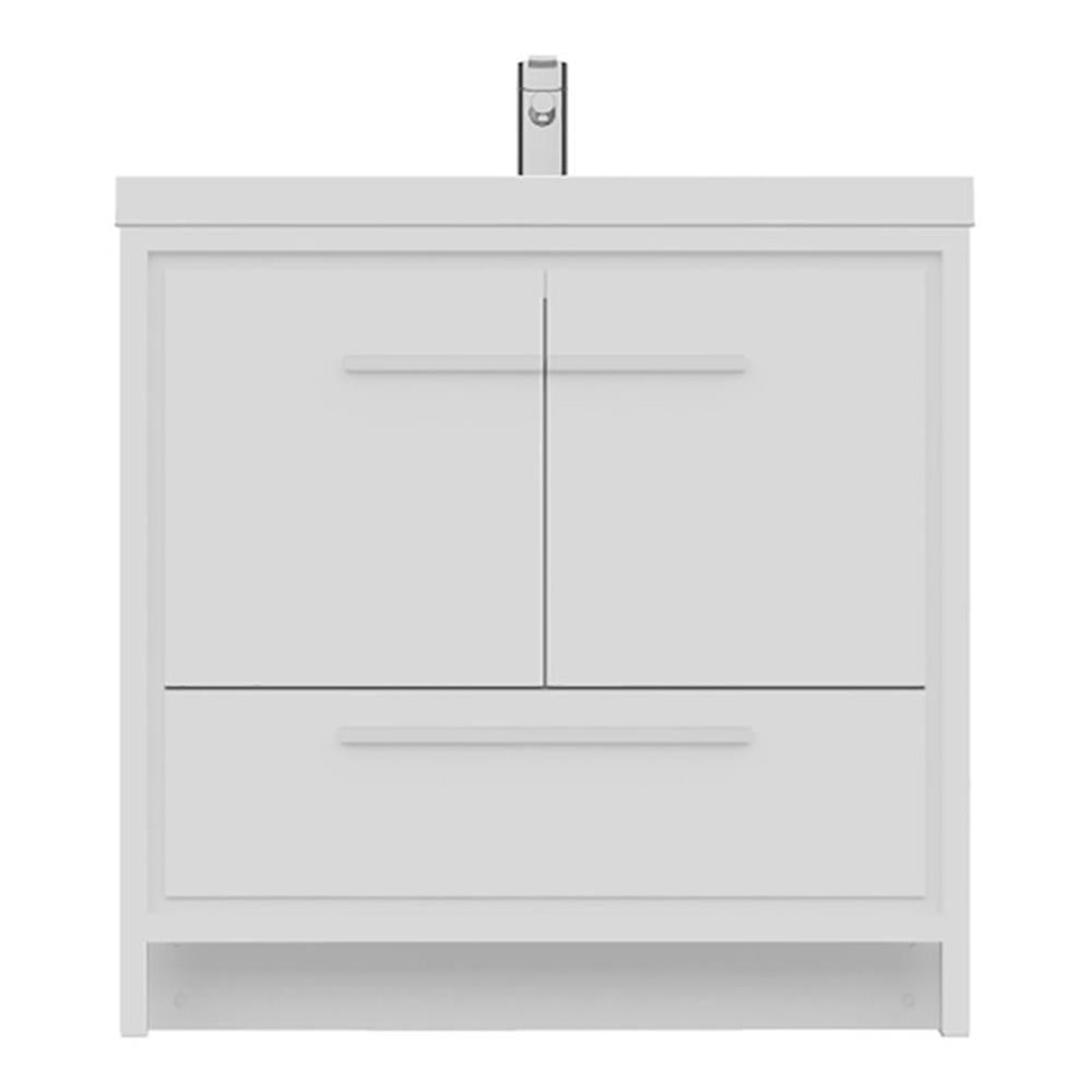 Alya 36" White MDF Freestanding Bathroom Vanity with Solid Surface Sink