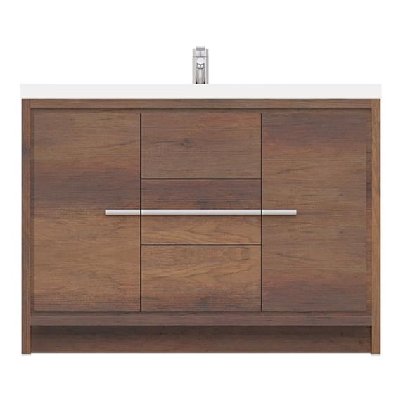 Alya Bath Sortino 48" Wood Bathroom Vanity with Acrylic Sink in Rosewood Brown