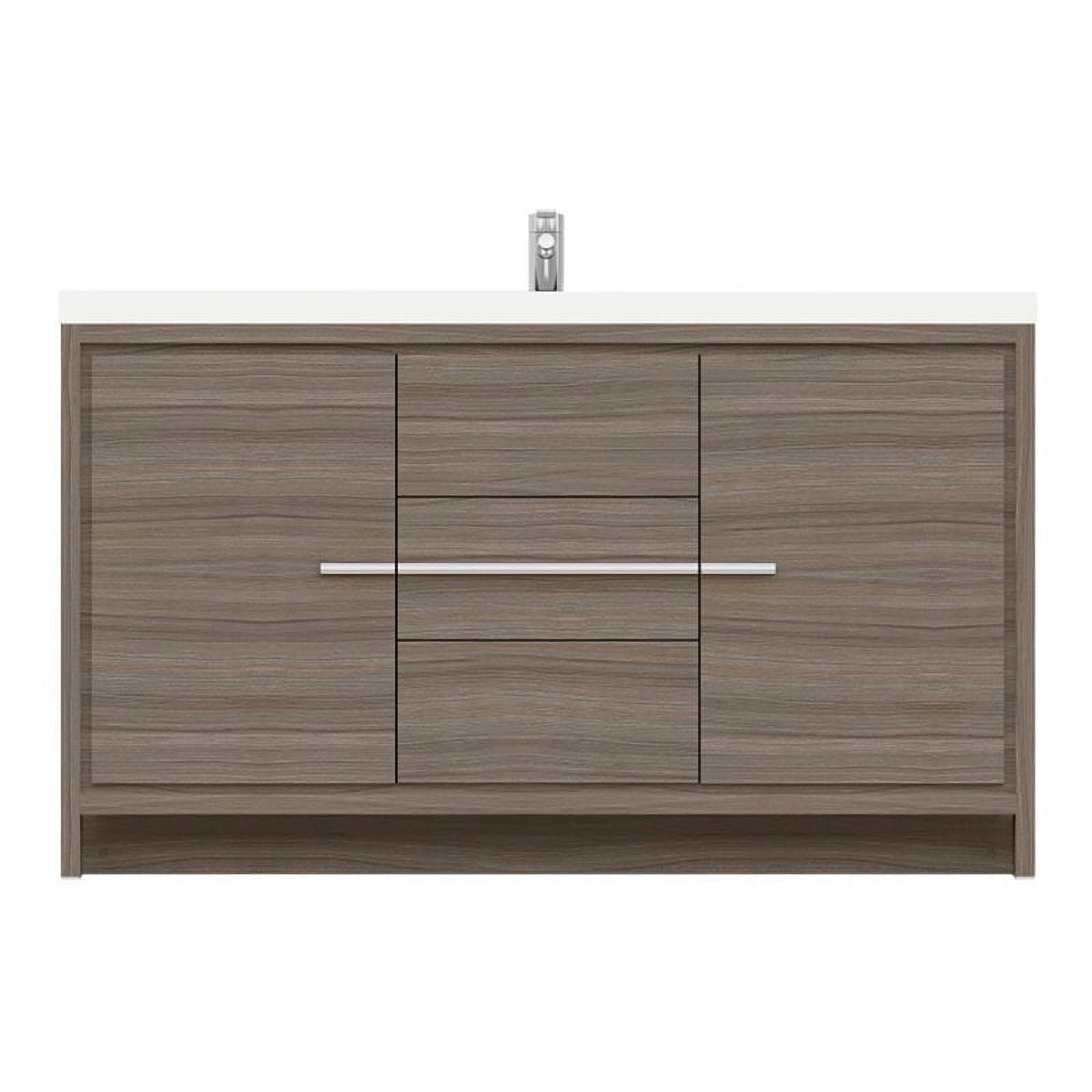 Sortino 60" Gray MDF Single Bathroom Vanity with White Acrylic Sink