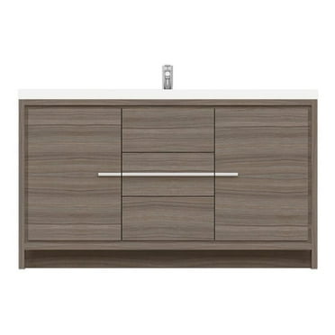 Alya Bath Sortino 60" Wood Single Bathroom Vanity with Acrylic Sink in Gray