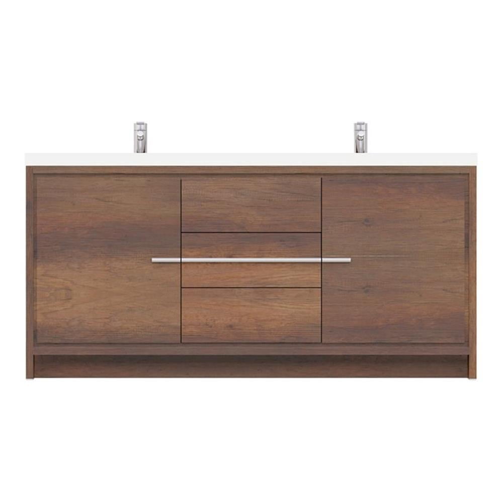 Rosewood Double Freestanding Bathroom Vanity with White Acrylic Sink