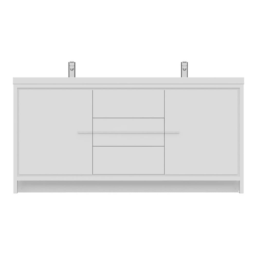 Alya 72" White MDF Double Sink Freestanding Bathroom Vanity