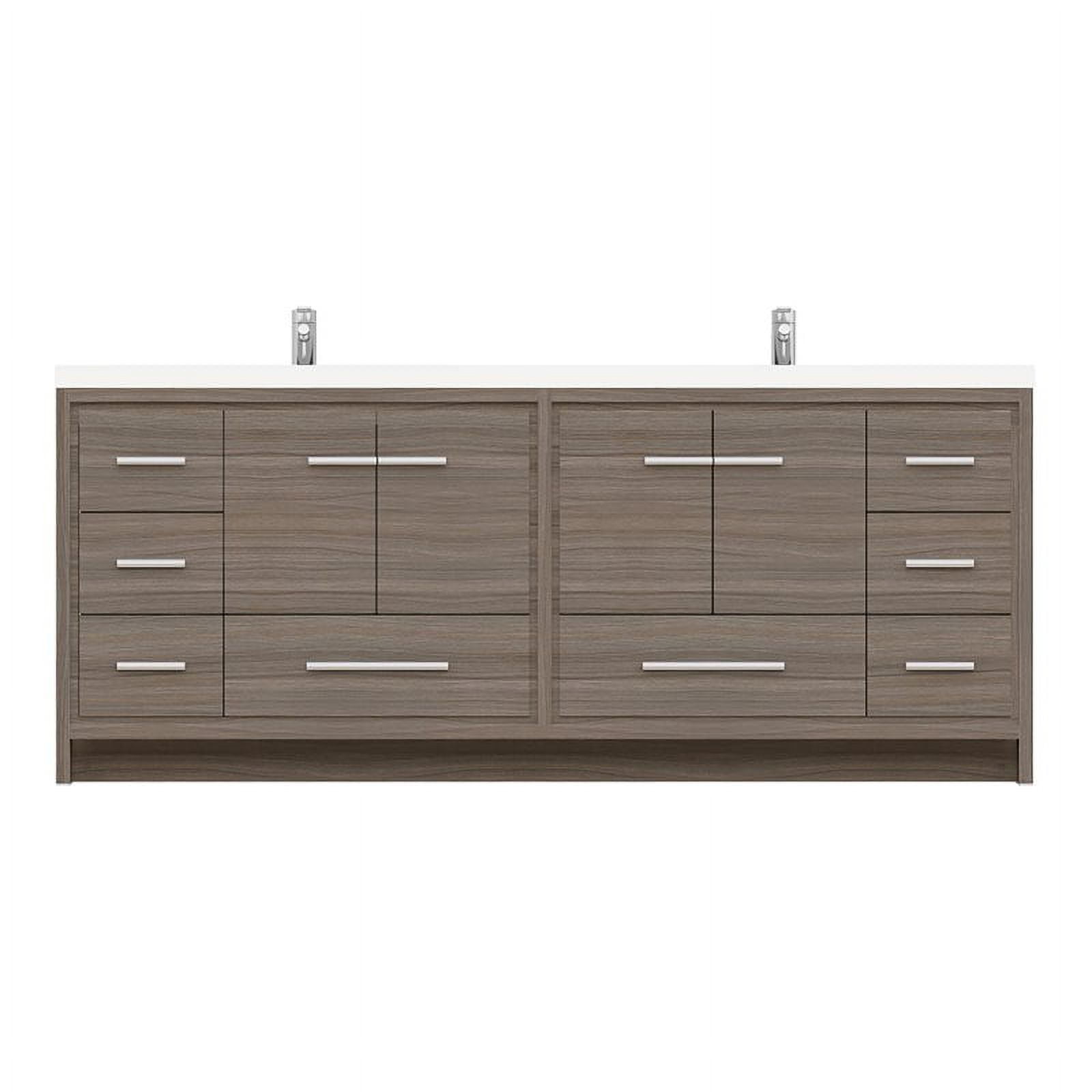 Alya 84" Gray Wood Double Bathroom Vanity with Acrylic Sink