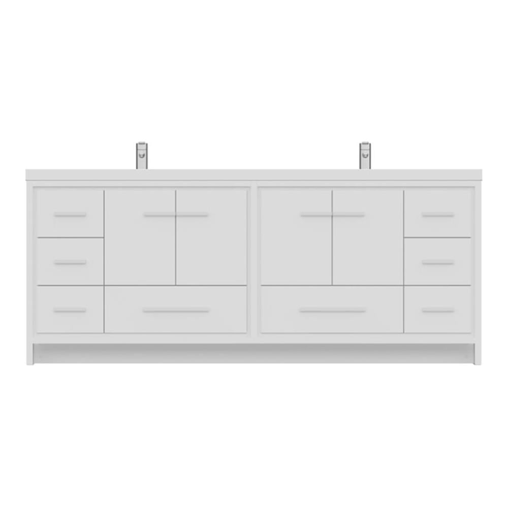 Sortino 84" White Double Freestanding Bathroom Vanity with Acrylic Sink