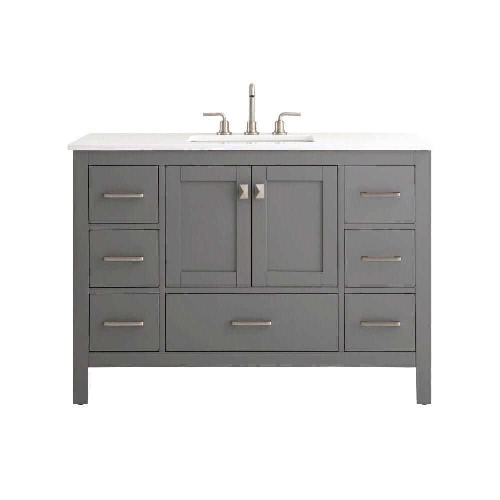Vanea 48" Gray Solid Wood Freestanding Bathroom Vanity with Quartz Top