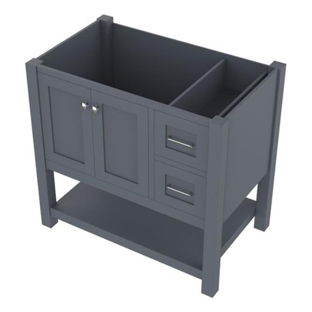 Gray Solid Wood Freestanding Vanity Base with Open Shelves