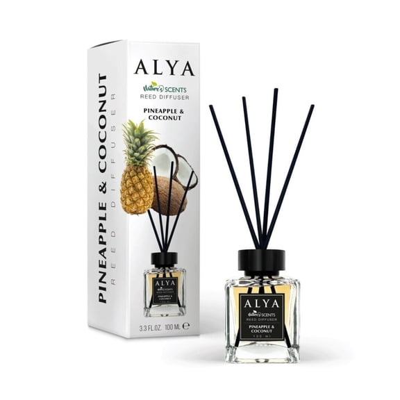 Alya Reed Diffuser | Pineapple & Coconut Scent | 100ml | Long-Lasting Home Fragrance