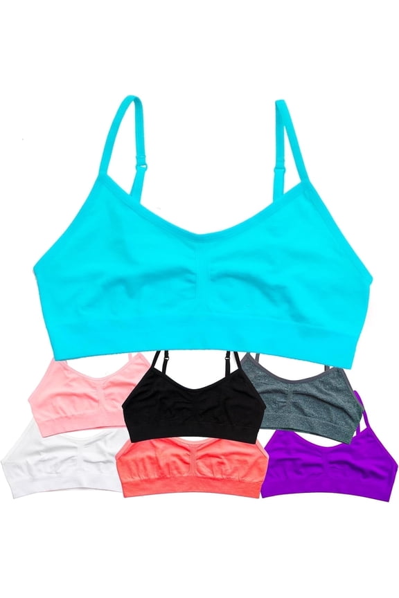 Girls Cotton Cropped Training Bra- Pack of 7 Girl Cami Bras for Teens