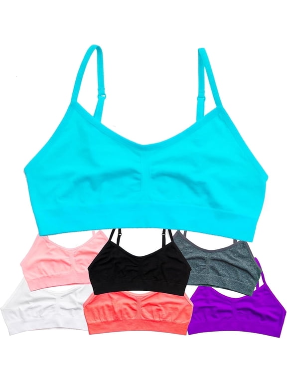 Girls Cotton Cropped Training Bra- Pack of 7 Girl Cami Bras for Teens