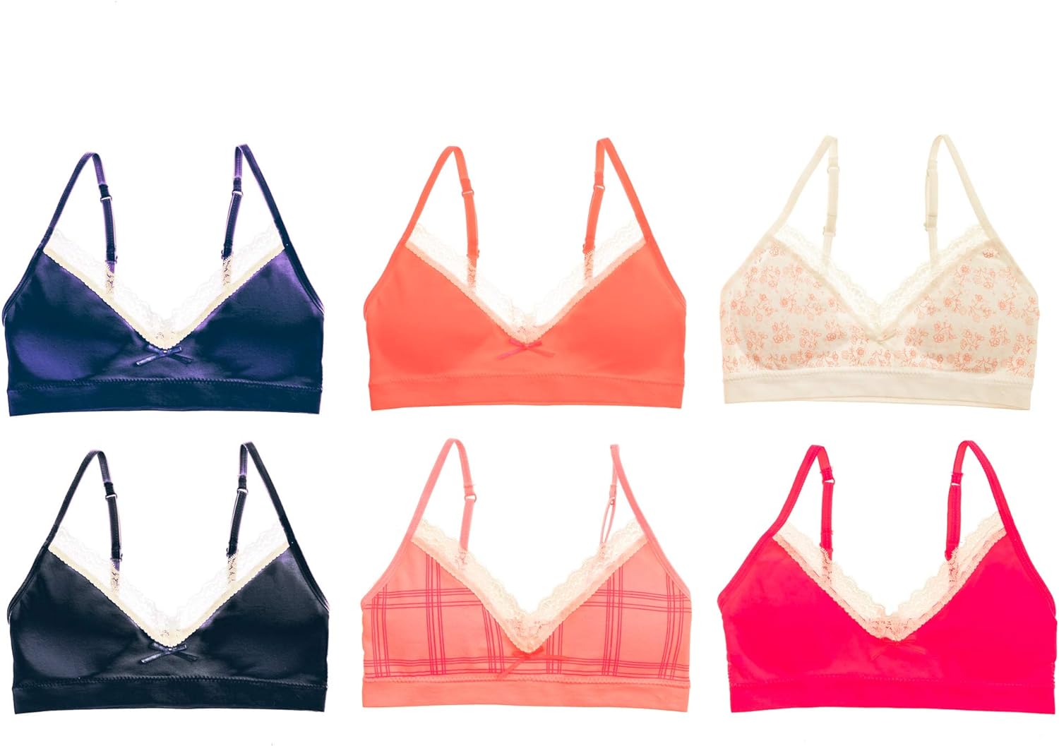 Alyce Ives Intimates Seamless Girls Bra with Lace Trim, Pink Plaid, L ...