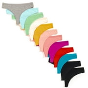 Alyce Intimates Womens Cotton Bikini Panties, 12 Pack, Assorted Colors