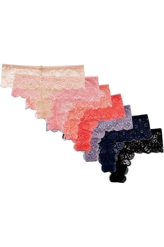 Women’s Lace Bikini Underwear Set Brights, L, 7 Pack