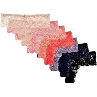 Alyce Intimates Women’s Lace Bikini Underwear Set Brights, M, 7 Pack