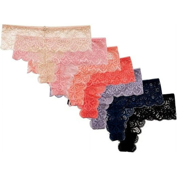 Alyce Intimates Women’s Lace Bikini Underwear Set Brights, S, 7 Pack