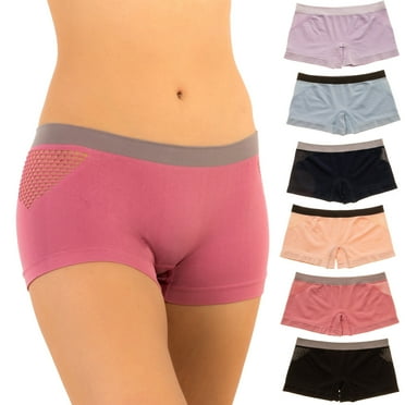 Alyce Intimates Women's Seamless Boyshort Sport Panty, Pack of 6