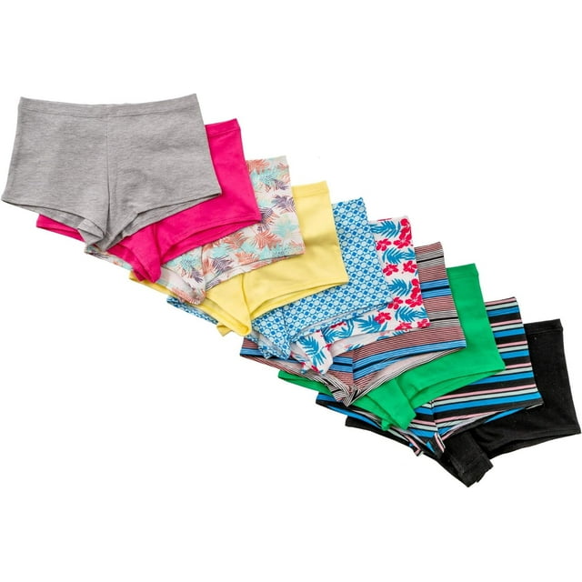 Alyce Ives Intimates High Waisted Cotton Boyshort, Prints & Solids, L, 10 Pack - Walmart.com
