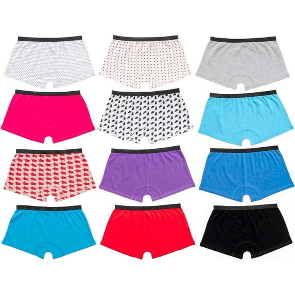 Alyce Ives Intimates 95% Cotton Boyshort Panties for Women, Assorted, L, 12 Pack