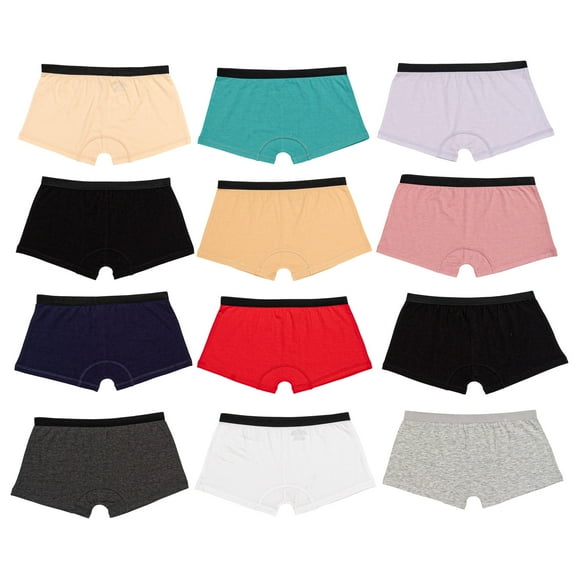 Alyce Ives Intimates 95% Cotton Boyshort Panties for Women, Darker Colors, 1X, 12 Pack