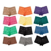 Alyce Ives Intimates All Lace Boyshort Panties, Brights 2, M, 12 Pack