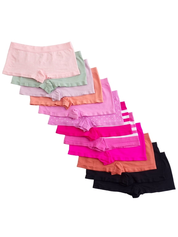 Boy Short Panties, L, Brights 2, 12 Pack